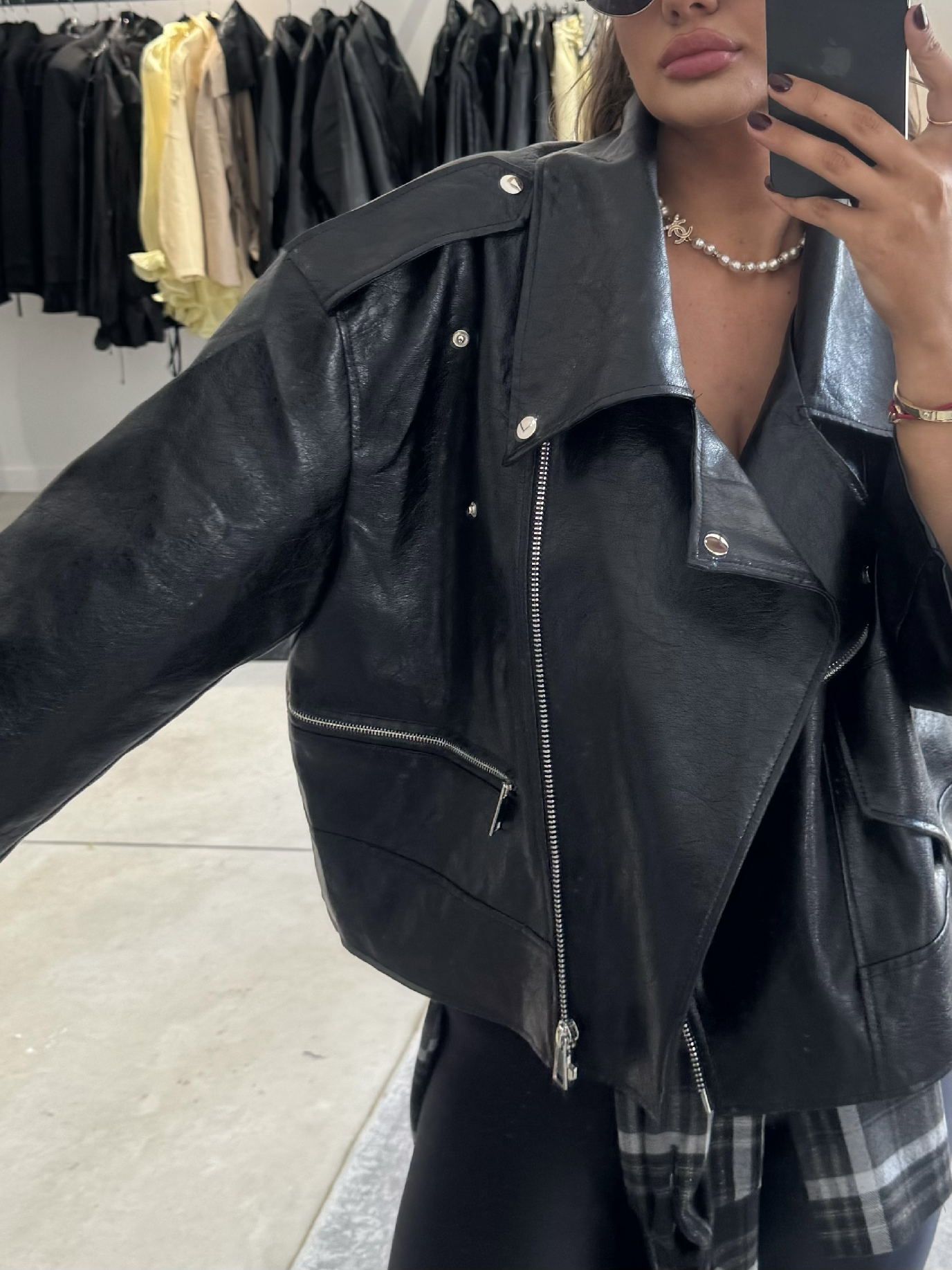 OVERSIZE BLACK KOŽENKA PREMIUM