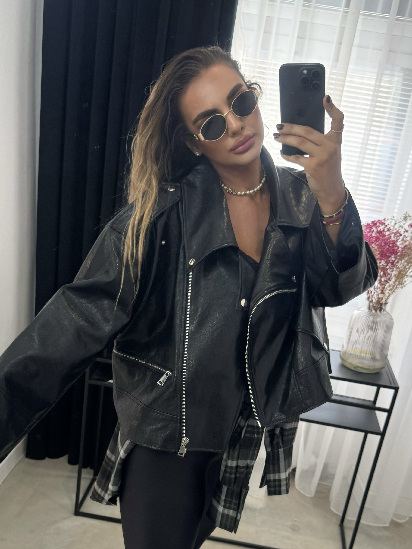 OVERSIZE BLACK KOŽENKA PREMIUM